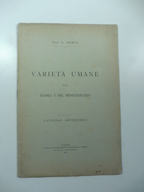 Varietà umane della Russia e del Mediterraneo. Catalogo sistematico